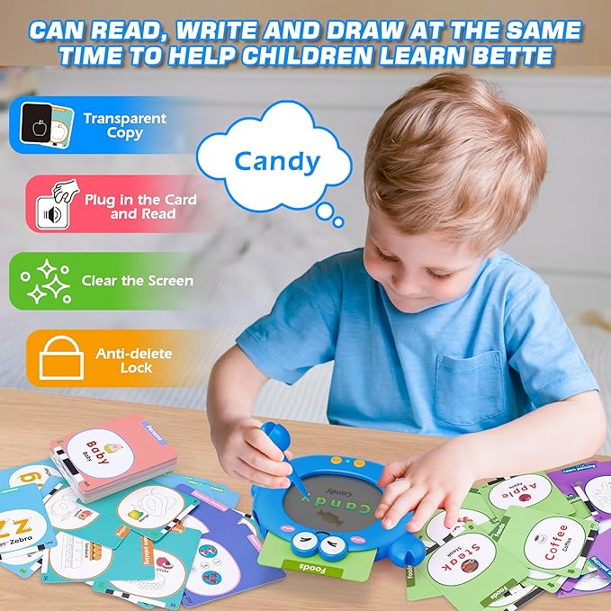 Talking Flash Cards,Kids Toddler Flash Cards with 224 Pages,Writing, Drawing,and Math,Autism Sensory Toys,Speech Therapy Toys,Learning Educational Toys Gifts for Age 2 3 4 5 Years Old Boys and Girls