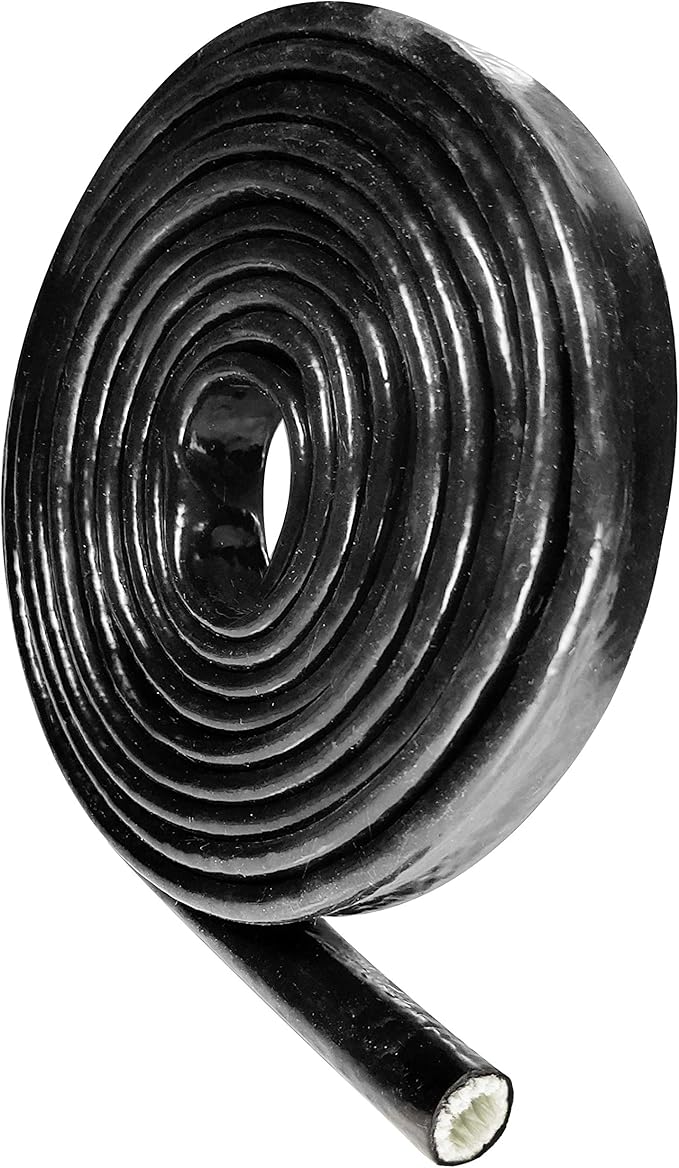 1" ID Heat Shielded Fire Thermo Armor Fire Sleeve Silicone Coated Fiberglass for Hose Lines & Electrical Wiring Black, 3 feet