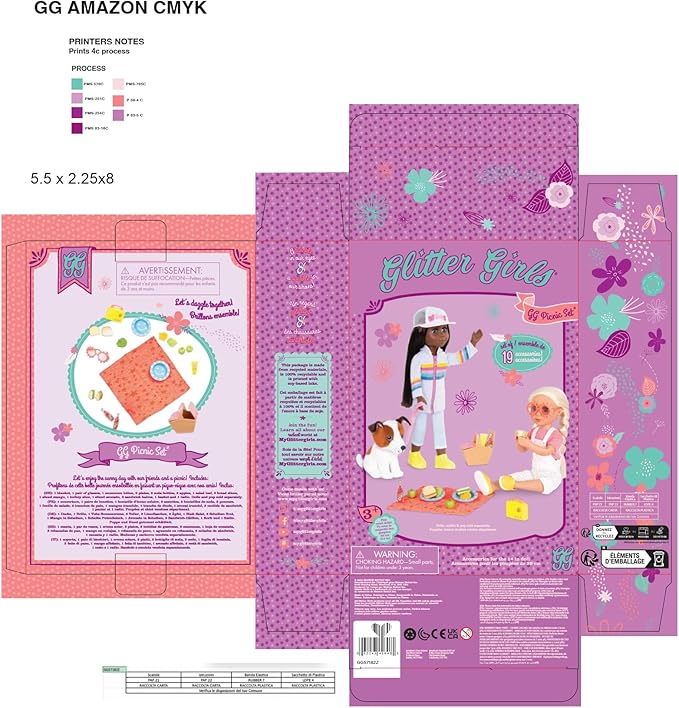 Glitter Girls – GG Picnic Set – Picnic Basket, Retro Radio, & Play Food Items – 14-inch Doll Accessories for Kids Ages 3 and Up – Children’s Toys