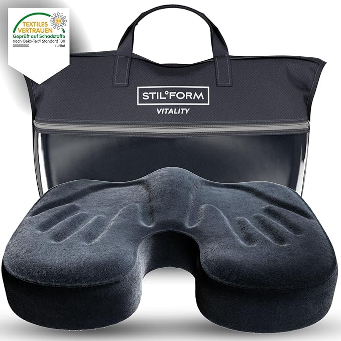 Ergonomic Seat Cushion Orthopedic Gel Memory Foam Cushion, Office Chair Cushion, Computer Chair Cushion, Oeko-TEX 100 Certified for Comfort and Posture