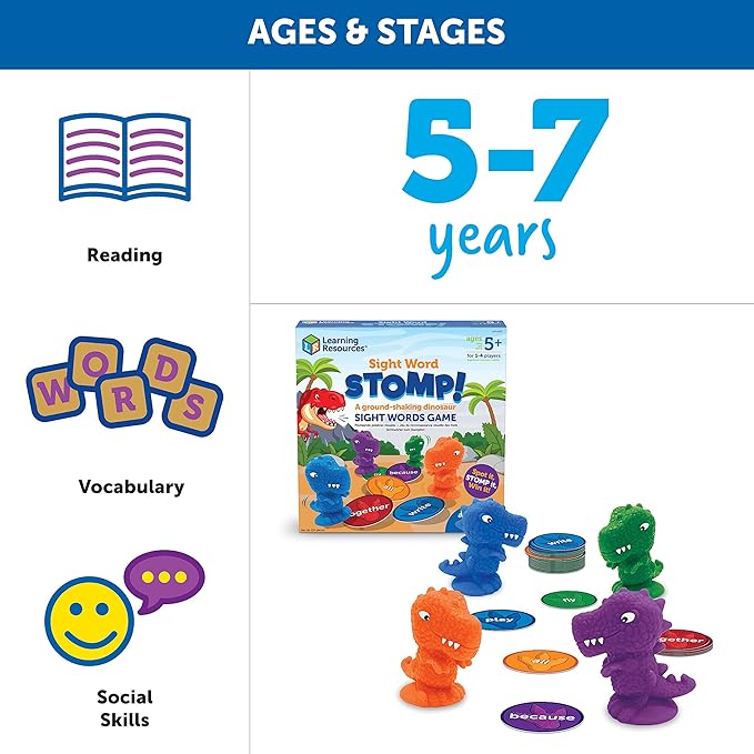 Sight Word Stomp!, Educational Indoor Games, Preschool Alphabet ,Toddler Brain Toys, Toddler Preschool Learning, 114 Pieces, Age 5+