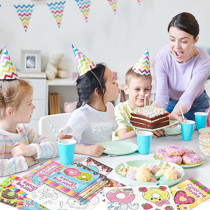 24Pcs Donut Coloring Books for Kids Bulk Cute Mini Coloring Booklet DIY Art Drawing Book with Dessert Doughnut for Toddlers Birthday School Party Favors Goodie Bag Filler