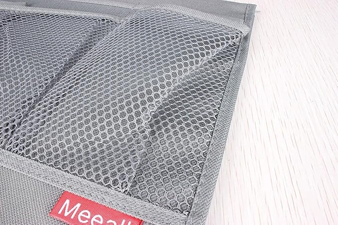 Bedside Storage Organizer with 6 Pockets, Bedside Caddy, Table Cabinet Storage Organizer, TV Remote Control, Phones, Magazines, Tablets, Accessories, Gray