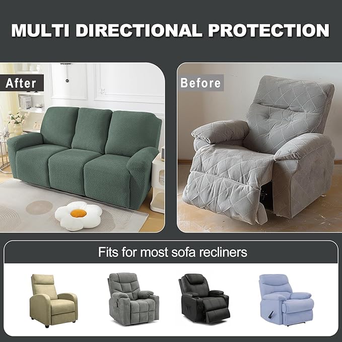 NORTHERN BROTHERS Recliner Sofa Covers 3 Seater, Reclining Sofa Cover 3 Seater, Couch Covers for Reclining Sofa, Couch Cover for Recliner Sofa 3 Seat, Recliner Sofa Covers, Light Green