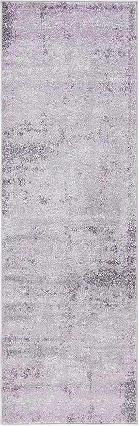 SAFAVIEH Adirondack Collection Runner Rug - 2'6" x 14', Light Grey & Purple, Modern Abstract Design, Non-Shedding & Easy Care, Ideal for High Traffic Areas in Living Room, Bedroom (ADR130M)