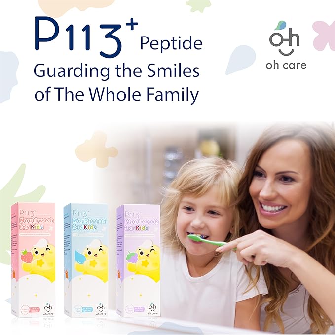 Kids mouthwash, Alcohol Fluoride Free Mouthwash for Kids, Natural P113+, Grape Flavor, 11.08 fl oz