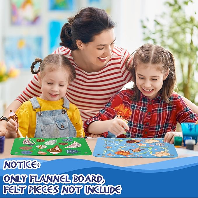 4 Pieces Felt Board for Toddlers Classroom Flannel Board Stories for Preschool Homeschooling, Kids Felt Story Activity Wall Hanging Children Birthday Gifts, 11.8 x 15.75 Inch, 2 Colors