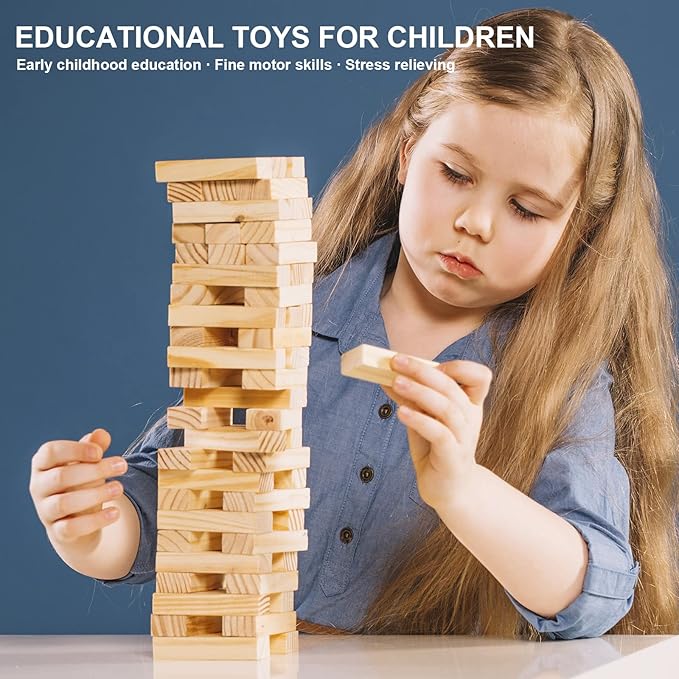 Wooden Building Blocks 100PCS Montessori STEM Toy for Kids, Solid Natural Pine Wood, Creative Shapes for 3D Space Stacking Games and Sensory Play, Educational Preschool Learning for Boys & Girls