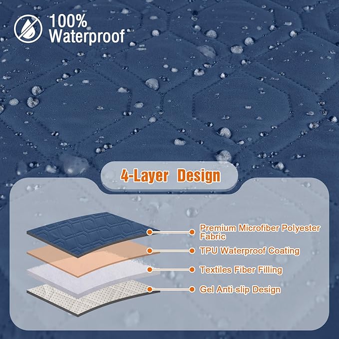 VANSOFY Loveseat Recliner Cover with Console 100% Waterproof Sofa Slipcovers Non-Slip Reclining Couch Cover Split Sofa Covers Furniture Protector for Pets, Dogs(Ocean Blue)