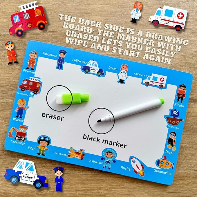 MASTER LEON - Wooden Toddler Puzzles 3-5 - Montessori Wooden Jigsaw Puzzle - Learning Educational Toy - Toddler Puzzle Vehicle Ages 3-4-5 Year Old - 3 Pack