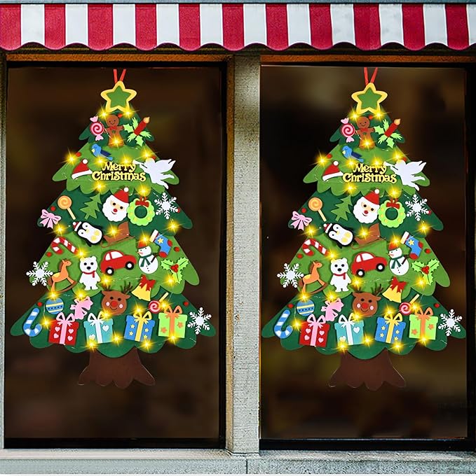 Felt Christmas Tree - 3.4 FT Christmas Decorations for Toddlers with 46 Pcs Ornaments,DIY Xmas Gifts for Door Wall Hanging Decorations