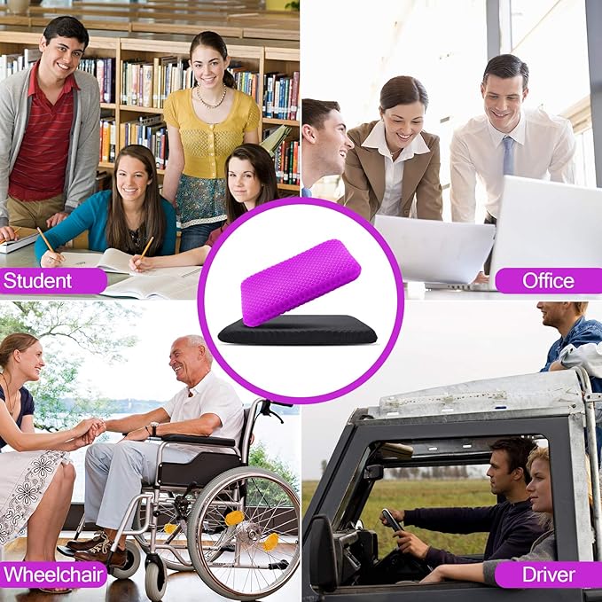 Gel Seat Cushion for Long Sitting (Large & Thick), Soft & Breathable, Gel Cushion for Wheelchair, Gel Chair Cushion for Hip Pain, Gel Seat Cushion for Office Chair (Black Cover)