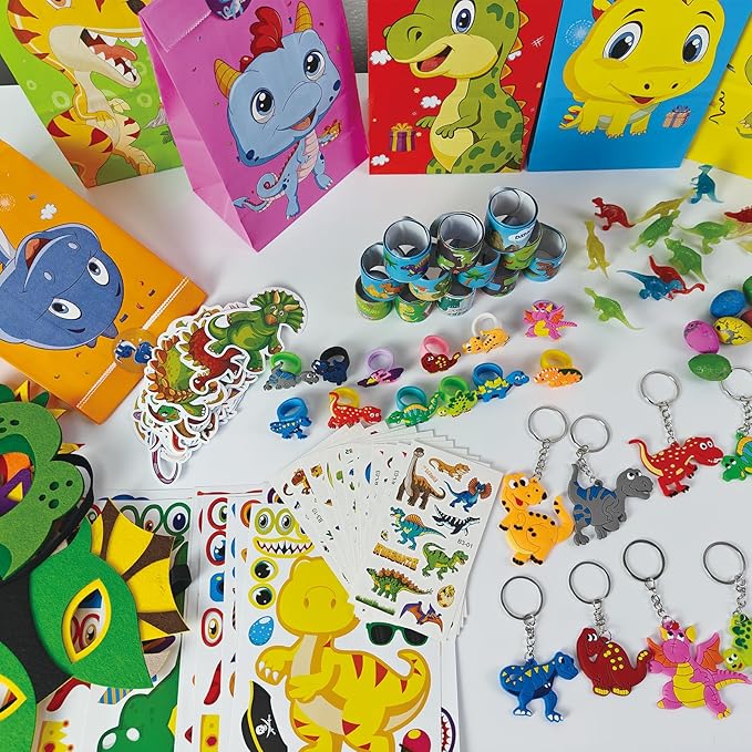 158PCS Dinosaur Party Favors 10 Types Dinosaur Birthday Party Supplies for 12 Kids Dinosaur Goodie Bags for Kids Birthday Dinosaur Gifts Bags Fillers Dinosaur Themed Party Toys