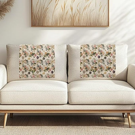 Retro Rose Head Protector for Sofa Fabric Recliner Headrest Cover Breathable 1/2/3 Seater Sofa Headrest Slipcovers for Home Couch Loveseats Decoration Set of 2