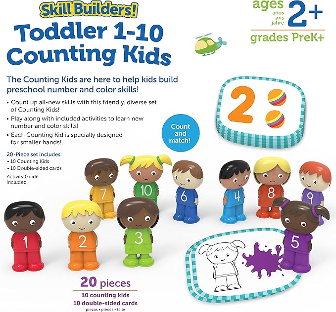 Learning Resources Skill Builders! Toddler 1-10 Counting Kids, Educational Toys for 18 Month Olds, Toddler Activities, Color Teaching Toys, 20 Pieces, Age 18 Months
