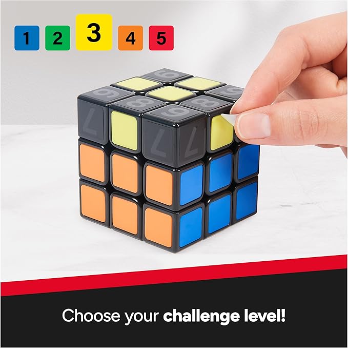 Rubik’s Cube Coach Cube, Learn to Solve 3x3 Cube with Stickers, Guide, & Videos, Stress Relief Fidget Toy, Adult Toy Fidget Cube for Ages 8+