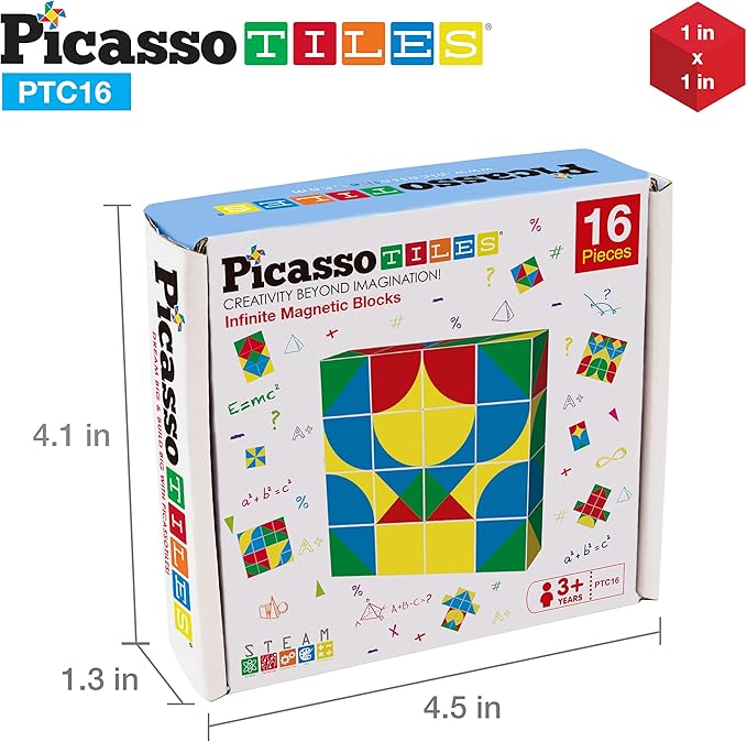 PicassoTiles 1" Infinite Magnetic Puzzle Game Magic Pixy Cube Puzzles Brain Teaser Set w/Free Ideabook Kids Toy Magnet Pattern Block Matching Card Challenge Toys Inspiration STEM Learning PTC16
