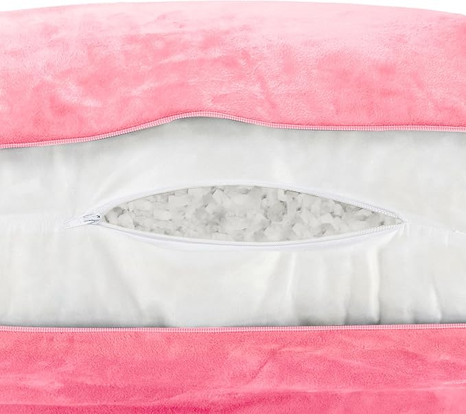 Husband Pillow Pink, Original Reading Pillow in Bed Rest Chair, Shredded Memory Foam Large Lounge Cushion Adult Backrest with Arms, Comfy Back Support for Sit Sitting Up, Washable/Removable Cover