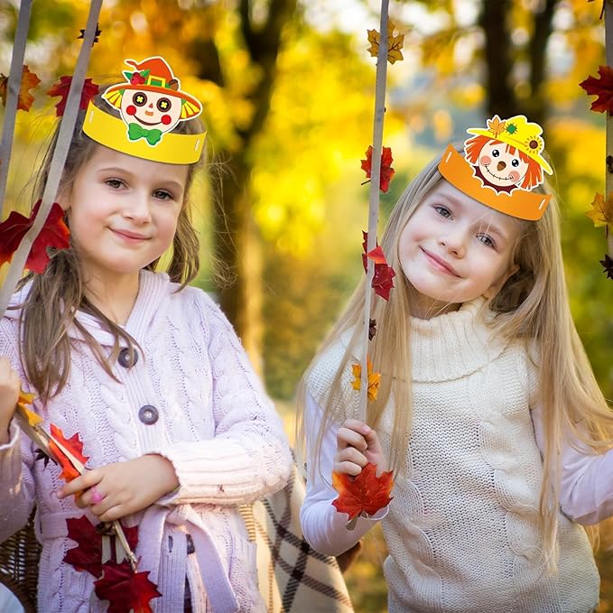 30 Sets Fall Scarecrow Head Craft Kit DIY Autumn Thanksgiving Scarecrow Art Craft Make Your Own Scarecrow Head Set for Kindergarten Kids Home Classroom Game Activities Supplies
