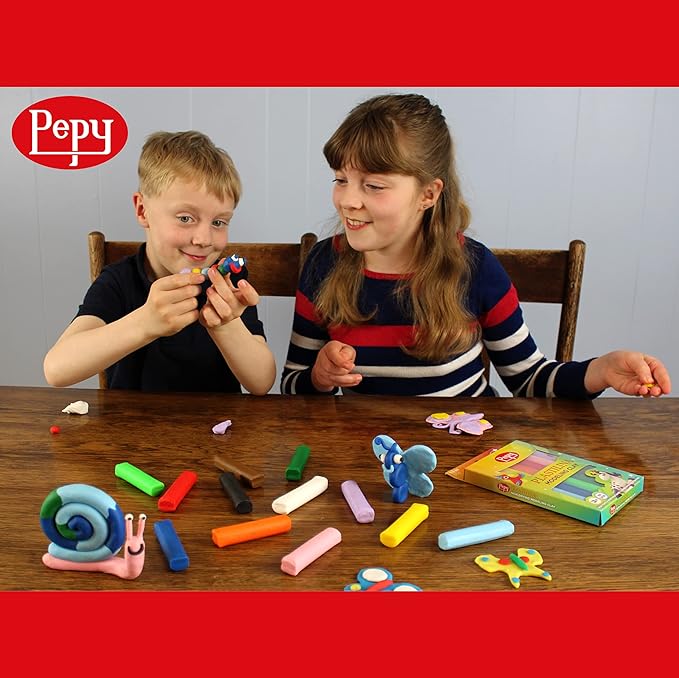 Pepy Plastilina Reusable and Non-Drying Modeling Clay; Box of 12-Color Sticks, 0.8 Ounce Each, Perfect for Arts and Crafts Projects