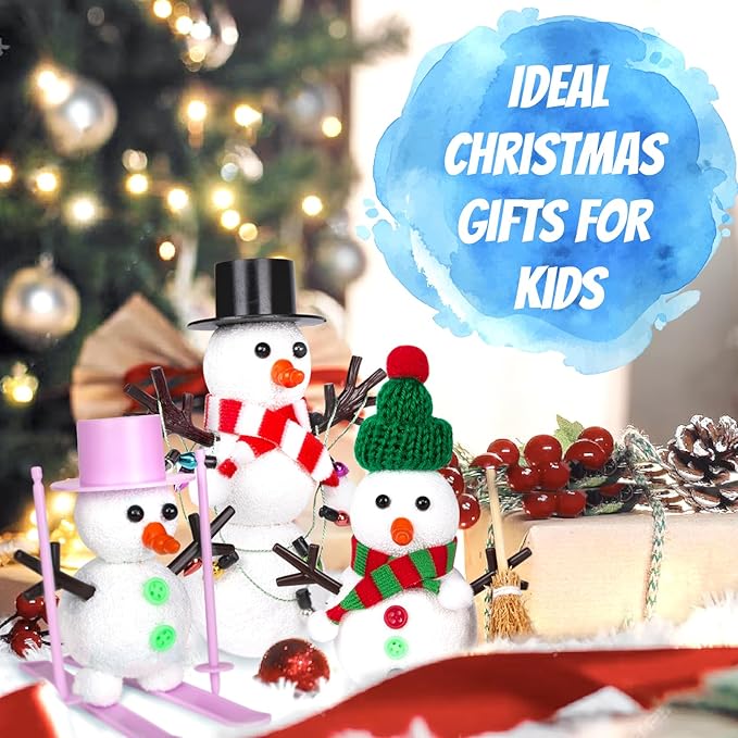 12 Pack Modeling Clay DIY Snowman Kit, Christmas Build a Snowman Craft Kit for Kids, Creative Kids Air Dry Modeling Clay, Christmas Crafts Xmas Gift Stocking Stuffers for Kids
