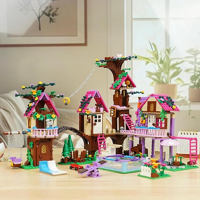 Tree House Building Set Compatible with Lego Friends, 1050 PCS Forest House Building Kit Birthday Gift for Kids Girls Age 6-12 Years(7682)