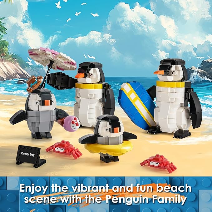 Penguin Family Animal Building Set Creator STEM Toy for Kids 6+, Model Building Kit for Display or Family Activity, Birthday Gift for Kids Boys and Girls Ages 6-12 (907PCS)