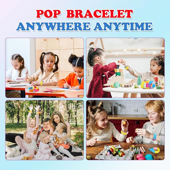 126 PCS Pop Bracelet it Fidget Toys Pack, Fidget Bracelet Birthday Party Gifts, Decompression Wristband with Autistic & ADHD,Fidget Wristband as Return Gifts for Kids, Fidgets Novelty Girls Toys