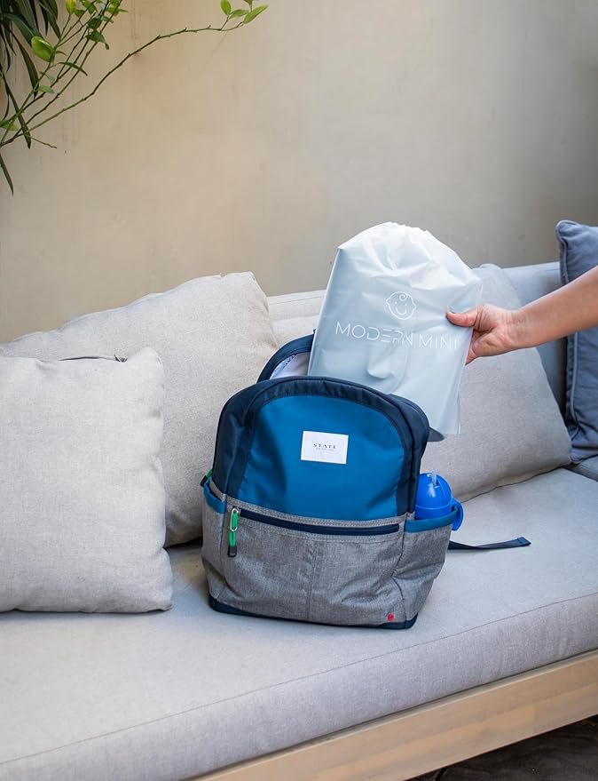 Modern Mini - Silicone Suction Plate, Baby Toddler, Divided Plate with Fork & Spoon - Unbreakable, Non-Toxic, Food Grade Silicone, Strong Suction Grip, Spill Proof, & Foldable for Travel!