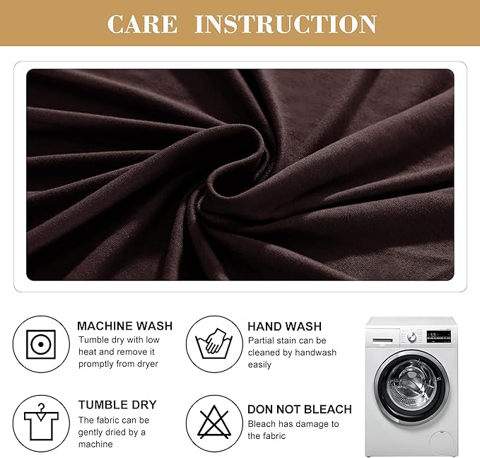 Jin Le 4 Pieces Recliner Cover Stretch Recliner Chair Cover 1 Seater Recliner Couch Covers Sofa Covers Stretch Soft Furniture Protector with Elastic Bottom and Ties for Kids Pet(Recliner, Brown)