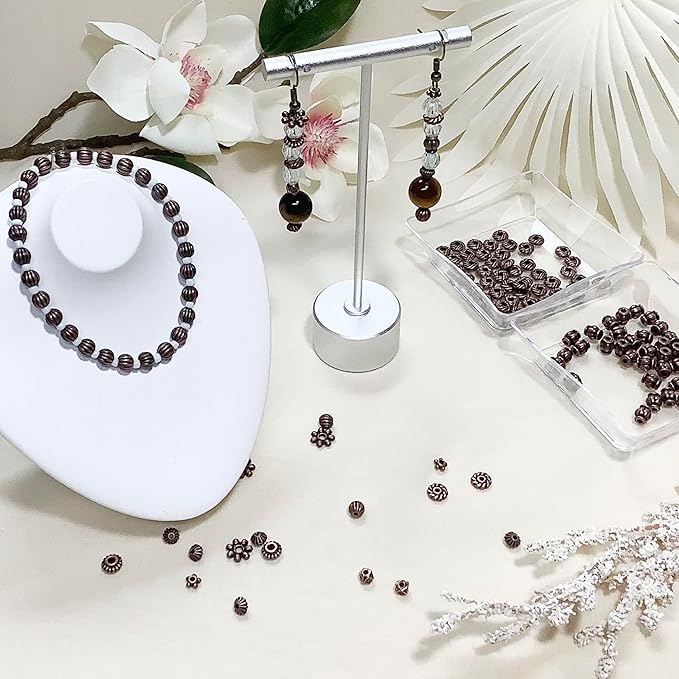 Antique Copper Beads for Jewelry Making Spacer Beads & Bead Assortments for Bracelet Necklace Earring Making Copper Craft Supplies Beads Copper Jewelry Findings Small Seed Beads Jewelry Set 500Pcs