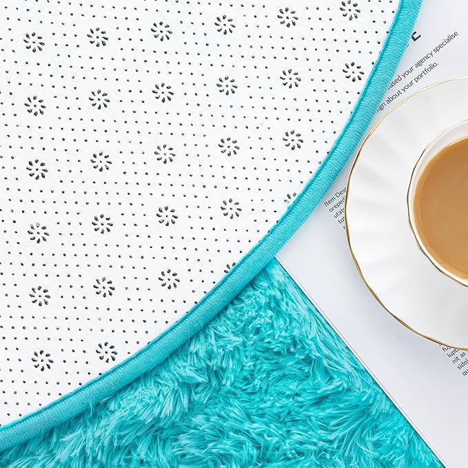 Noahas Ultra Soft Fluffy Bedroom Rugs Kids Room Carpet Modern Shaggy Area Rugs Home Decor 2.6' X 5.3', Teal Blue