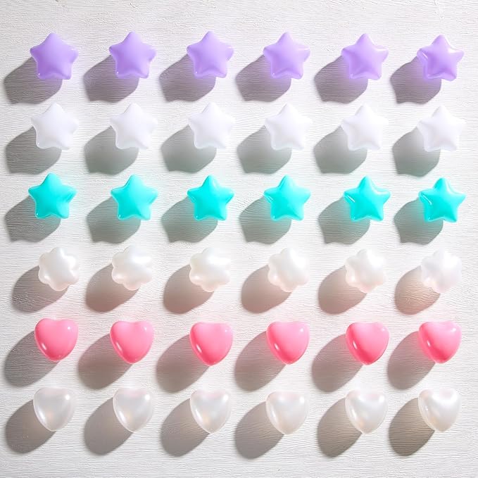 GOGOSO Ball Pits Balls for Toddlers, 100 Stars Hearts Florid Shapes Ball, Flowers Plastics Balls for Bounce House, Pastel Ball for Kids Birthday Party Xmas Friendship Bracelet Banner Decor