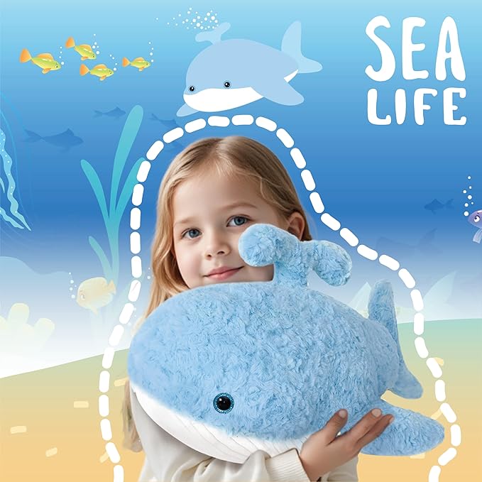 Niuniu Daddy 23" | 3.3 Pound Whale Weighted Stuffed Animals for Kids Adults, Whale Weighted Plush Lap Animals Plush Toy for Toddler Teens, Large Stuffy Pillow for Presents Birthday Christmas Holiday