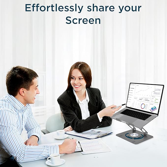 Uncaged Ergonomics Swivel Laptop Stand for Desk, Adjustable Computer iPad Stand for Desk w/ 360 Rotation, Portable Laptop Holder for Home Office Ergonomic Supplies (Space Gray)