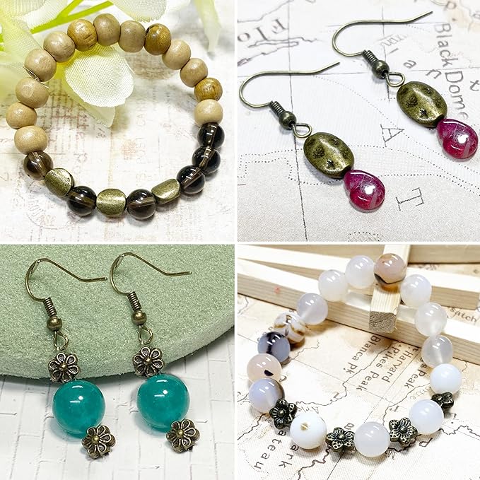 Heather's cf Brass Spacer Beads for Jewelry Making Supplies Flat Bead Findings Small Seed Beads for Necklace Earring Bead Bracelet Making kit Bulk Tibetan Beads 240pcs Bronze Jewelry Set