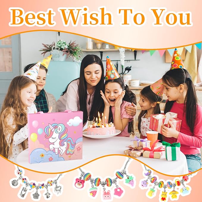 Eihatfif Charm Bracelet Making Kit,Unicorn/Mermaid Crafts Gifts Set for Girls Teens Age 4-12,Jewelry Making Supplies Beads