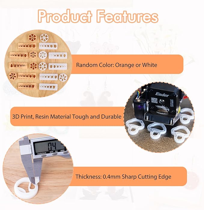 Puocaon Petal Polymer Clay Cutters - Mini Flower Petal Clay Cutters for Polymer Clay Jewelry, Set of 8 Clay Jewelry Cutters, Micro Flower Clay Cutter Set, 3D Flower Cutters for Polymer Clay Earrings