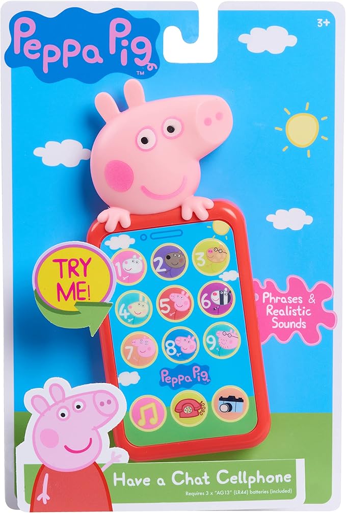 Just Play Peppa Pig Have a Chat Cell Phone, Toy Phone with Realistic Sounds and Light Up Buttons, Kids Toys for Ages 3 Up