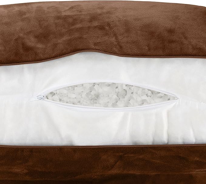 Husband Pillow Chocolate, Original Reading Pillow in Bed Rest Chair, Shredded Memory Foam Large Lounge Cushion Adult Backrest with Arms, Comfy Back Support for Sit Sitting Up, Wash/Removable Cover