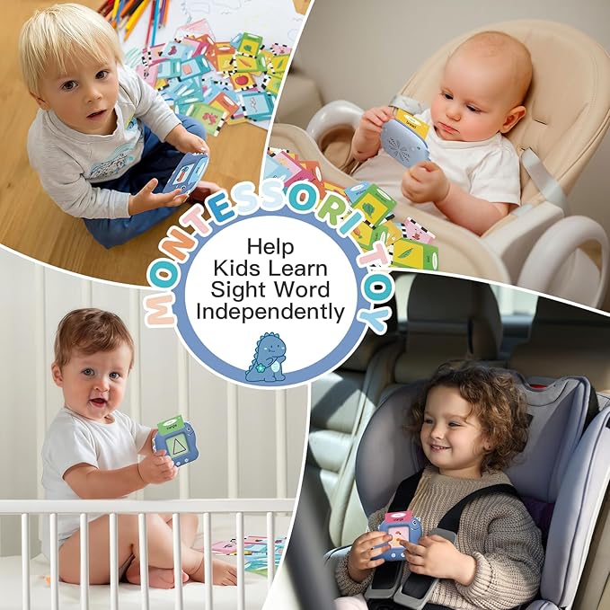 Talking Flash Cards, Montessori Learning Toy for Toddler, Autism Sensory Product Speech Therapy Toys, Preschool Kindergarten Educational Toy Sight Words Phonics for 2 3 4 Year Old Boys Girls