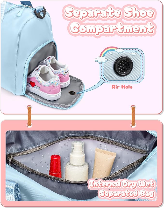 Birthday Gift for Granddaughter-Girl Gym Bag with Shoe Compartment, Kid Personalized Weekender Overnight Bags, Initial Travel Tote with Makeup Pouch, Gifts for Girls (Letter Z)