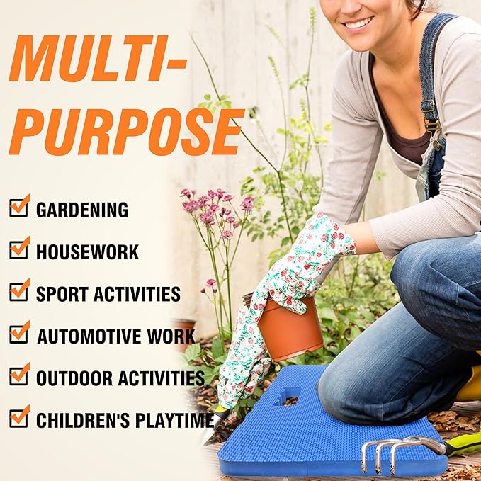 Gardzen 3-Pack Garden Kneeling Pad - For Gardening, Baby Bath, Yoga, Pilates, Exercise, Blue