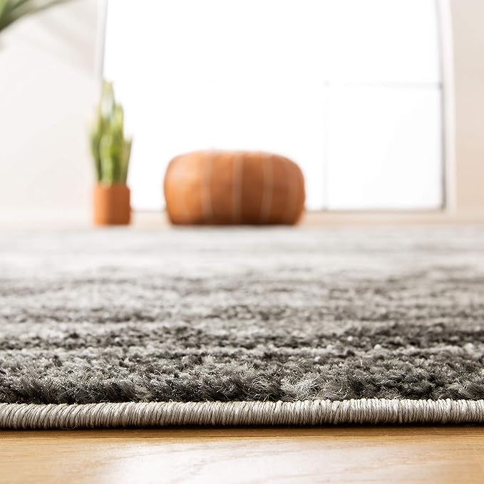 SAFAVIEH Adirondack Collection Area Rug - 4' Square, Ivory & Charcoal, Moroccan Boho Distressed Design, Non-Shedding & Easy Care, Ideal for High Traffic Areas in Living Room, Bedroom (ADR119N)