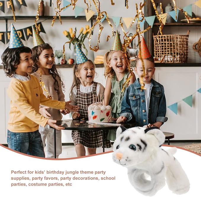 Kisangel 1pc Plush Huggable Stuffed Animals Jungle Themed Slap Bracelet Wrist Hugger Plush for Jungle Party Favors(As Shown 1)