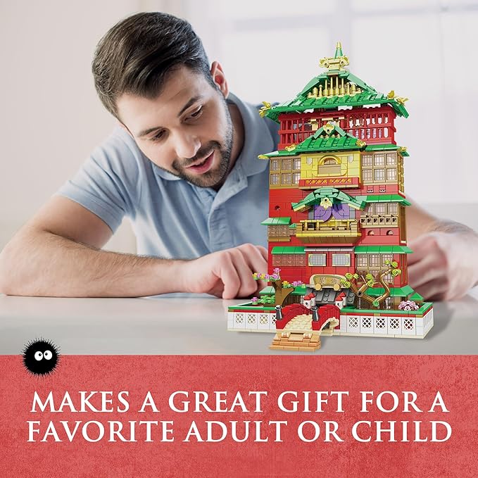 Architectural House Sets Spirited Away Building Block Set, Creative Anime House Building Block Set, Suitable for Adults and Kids Over 12 Years Old (1868pcs)