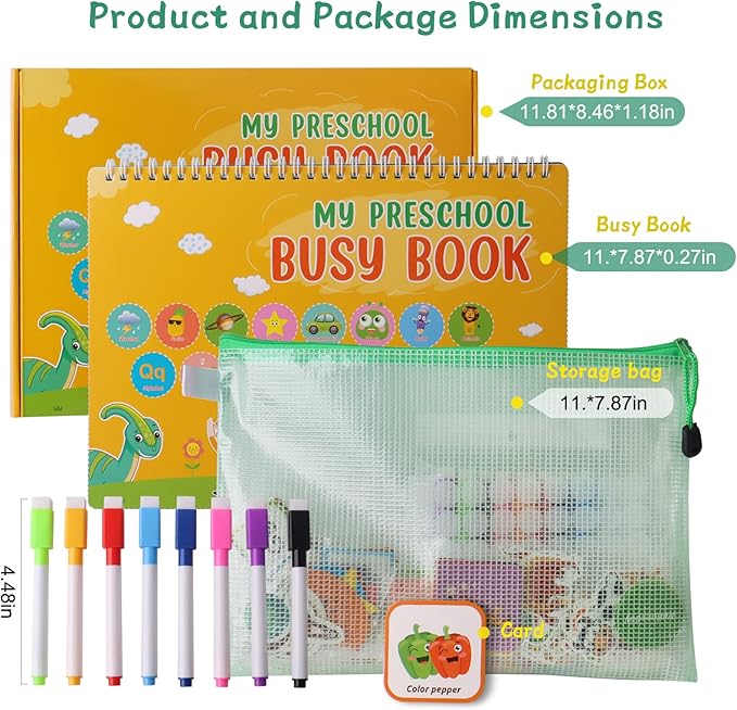 Busy Book Preschool Learning Activities Latest 30 Themed - Workbooks Activity Binders Travel Toys for Toddlers, Autism Learning Materials and Tracing Coloring Books Montessori Toys for Age 3 +