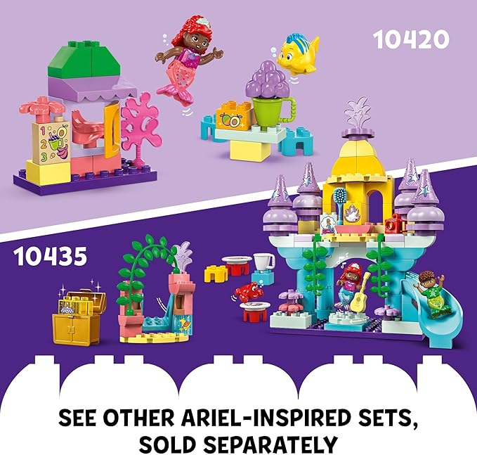 LEGO DUPLO Disney Ariel’s Magical Underwater Palace Building Toy Set - The Little Mermaid Toy for Girls & Boys, Ages 2+ - Toddler Preschool Sensory Toy with Disney Princess Minifigure - 10435