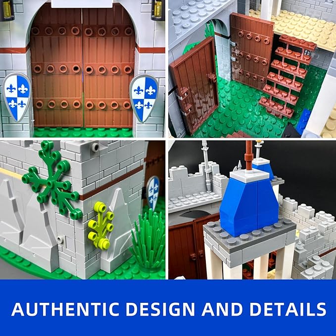 Usoway Medieval Knight Castle Building Blocks Set,Comes with 12 Knights Figures,Compatible with Lego Medieval Town Square Toys,for Adult and Children Ages 6+, 607016