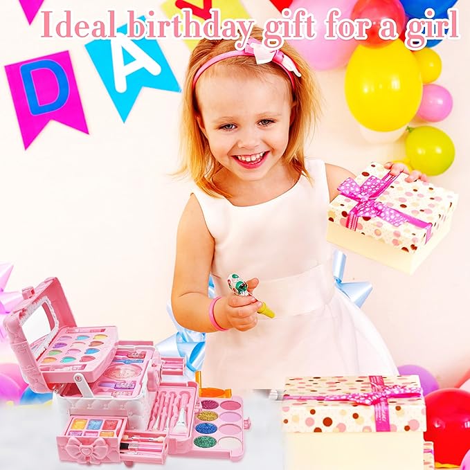 Kids Makeup Kit for Girl -Washable Make up Non Toxic Kid Make Up Toys, Children Princess Toddlers Little Girls Play Makeup Set, Christmas Birthday Gifts Toy for 4 5 6 7 8 9 10 Year Old Girls